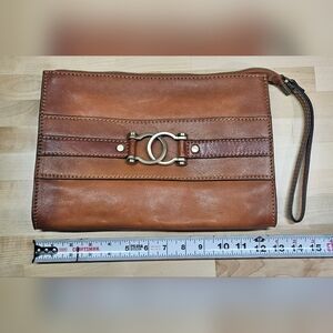 Pratesi Raggioli 455 Tanned Italian Leather - CoTan Leather Clutch Bag